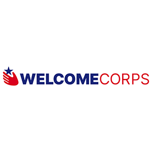 Welcome Corp logo featuring a hand offering a star