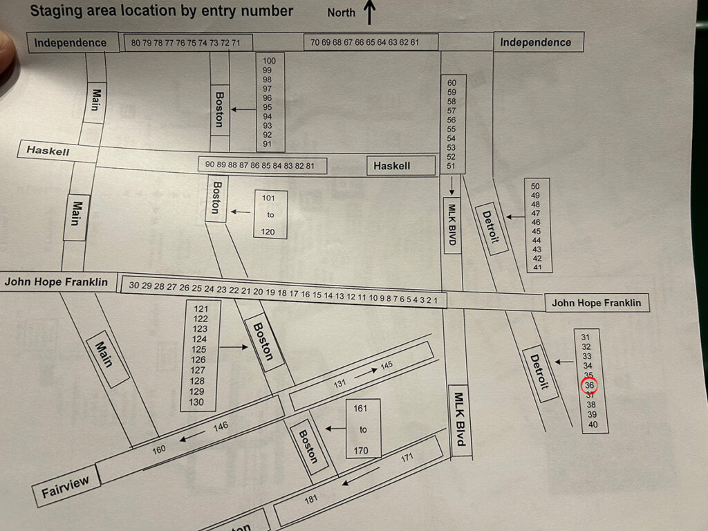 A map showing the route of the 2024 MLK Parade in Tulsa