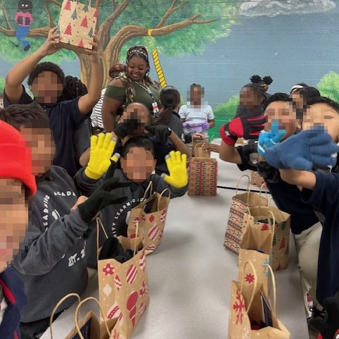 Children enjoying Christmas gifts